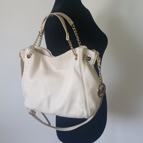 Michael Kors Cream Satchel with Gold Accents - Picture 1 of 15